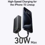 Anker Nano A1259H11 Power Bank USB + Type-C 30W 10000mAh Built-In Type-C Cable - Black - Image 2