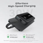 Anker Zolo A1688H11 Power Bank Type-C + USB 30W Fast Charging 10000mAh Built in Type-C Cable - Black - Image 4