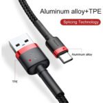 Baseus Cafule CATKLF-B91 USB To Type-C Cable 3A Fast Charging 1m - Black - Image 2