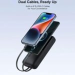 Baseus Lipow PPJP312 Power Bank USB + Type-C + Micro 22.5W Fast Charging 20000mAh Built-in 2 Cables - Black - Image 8