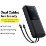 Baseus Lipow PPJP312 Power Bank USB + Type-C + Micro 22.5W Fast Charging 20000mAh Built-in 2 Cables - Black - Image 6