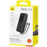 Baseus Lipow PPJP312 Power Bank USB + Type-C + Micro 22.5W Fast Charging 20000mAh Built-in 2 Cables - Black - Image 5