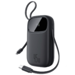 Baseus QPow 3 PPQD3-1040 Power Bank USB + Type-C 45W Fast Charging 10000mAh Built-in 2 Cables - Black