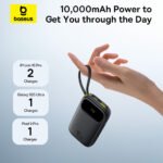 Baseus QPow 3 PPQD3-1040 Power Bank USB + Type-C 45W Fast Charging 10000mAh Built-in 2 Cables - Black - Image 6