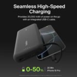 Belkin BoostCharge BPB024 Power Bank USB + Type-C 30W Fast Charging 20000mAh Built-In Type-C Cable - Black - Image 10