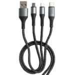 Cougar LM USB To (Type-C + Lightning + Micro) 3in1 Cable 3.1A Fast Charging 1.2m - Black