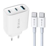 Devia MP656 GaN Wall Charger USB + 2x PD Type-C + Type-C Cable 65W Fast Charging - White
