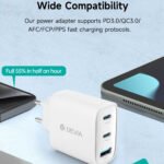 Devia MP656 GaN Wall Charger USB + 2x PD Type-C + Type-C Cable 65W Fast Charging - White - Image 7