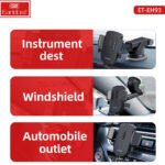 Earldom EH93 Suction Cup Car Phone Holder 360° Full Rotation - Black - Image 5