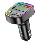 Earldom M103 RGB Bluetooth FM Transmitter 2x USB + Type-C 3.1A Fast Charging - Black - Image 2