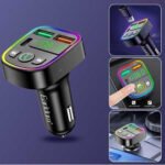 Earldom M103 RGB Bluetooth FM Transmitter 2x USB + Type-C 3.1A Fast Charging - Black - Image 3