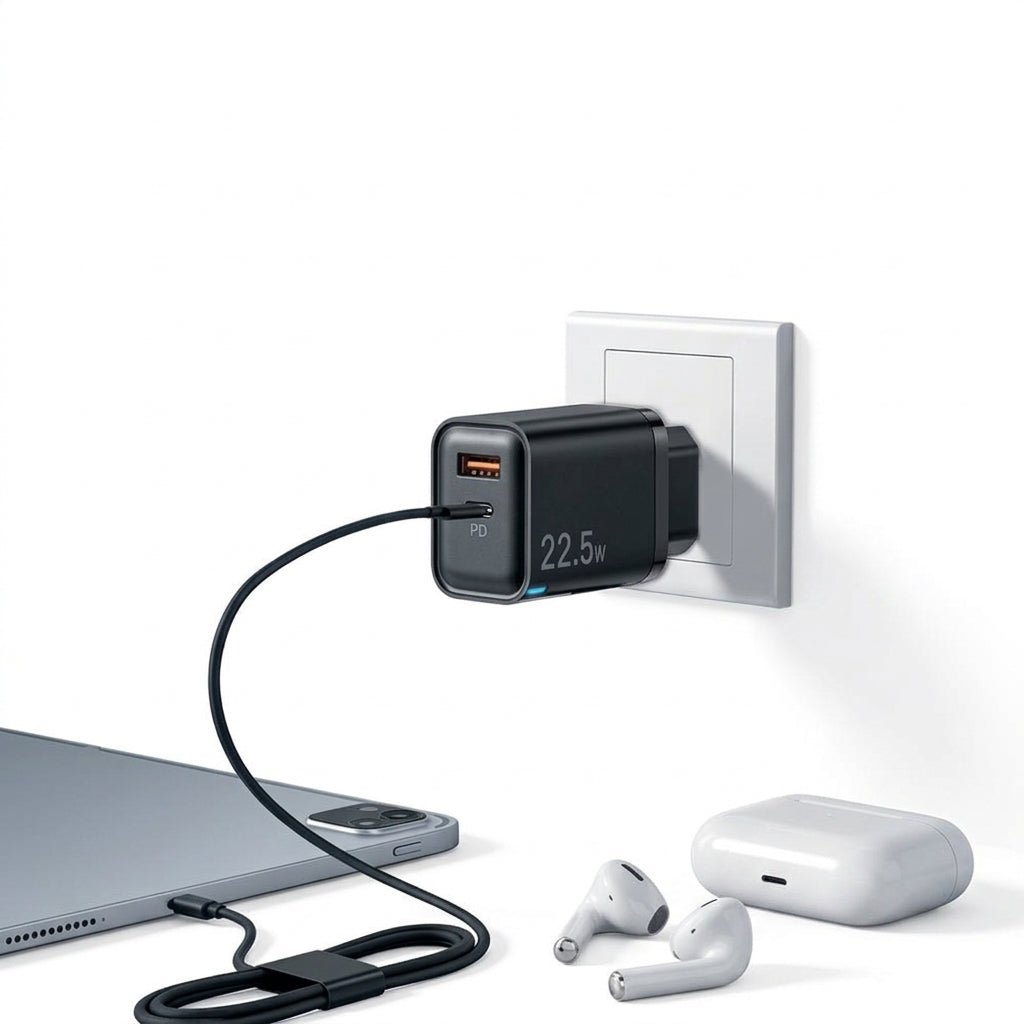 Ectra ECH-C22521B Wall Charger PD Type-C + USB + Type-C Cable 22.5W Fast Charging - Black - Image 3