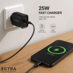 Ectra ECH-C25012B Wall Charger PD Type-C + Type-C Cable 25W Fast Charging - Black - Image 3