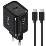 Ectra ECH-C25012B Wall Charger PD Type-C + Type-C Cable 25W Fast Charging - Black
