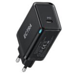 Ectra ECH-C35013B GaN Wall Charger PD Type-C + Type-C Cable 35W Fast Charging - Black - Image 2