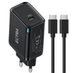 Ectra ECH-C35013B GaN Wall Charger PD Type-C + Type-C Cable 35W Fast Charging - Black