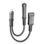 Green Lion GNEARADLTLAUXBK Lightning To Female Lightning + Female 3.5mm Converter