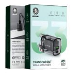 Green Lion GNTRWC33WBK Transparent Wall Charger PD Type-C + USB 33W Fast Charging (UK Plug) - Image 4