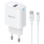 Havit ST922 Wall Charger Type-C Cable 22.5W Fast Charging - White