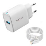 Havit ST922 Wall Charger Type-C Cable 22.5W Fast Charging - White - Image 5