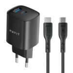 Havit ST932 Wall Charger PD Type-C + USB + Type-C Cable 30W Fast Charging - Black