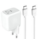 Lavvento MP545 Mini GaN Wall Charger Type-C + Type-C Cable 45W Fast Charging - White