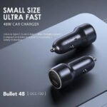 Oraimo Bullet 48 OCC-73D Car Charger Type-C + USB 48W Fast Charging - Black - Image 3