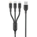 Oraimo Duraline 4 OCD-118MCL USB To Type-C + Micro + Lightning 3in1 Cable 3A 60W Fast Charging 1.2m - Black