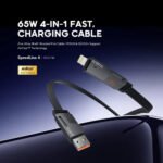 Oraimo OCD-155 USB + Type-C To Type-C + Lightning 4in1 Cable 65W Fast Charging 1m - Black - Image 5