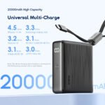 Oraimo PowerNova L21 OPB-7203C Power Bank USB + Type-C 30W Fast Charging 20000mAh Built-In Type-C Cable - Black - Image 3
