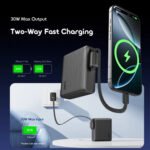 Oraimo PowerNova L21 OPB-7203C Power Bank USB + Type-C 30W Fast Charging 20000mAh Built-In Type-C Cable - Black - Image 7