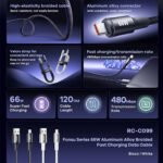 Remax RC-C099(A-C) USB To Type-C Cable 6A 66W Fast Charging 1.2m - Image 4