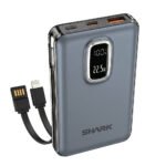 Shark SH-400 Power Bank USB + Type-C 22.5W 10000mAh Built-in 3 Cables - Blue - Image 3