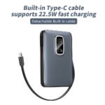 Shark SH-400 Power Bank USB + Type-C 22.5W 10000mAh Built-in 3 Cables - Blue - Image 6