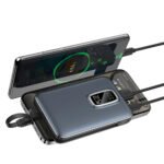 Shark SH-400 Power Bank USB + Type-C 22.5W 10000mAh Built-in 3 Cables - Blue - Image 4