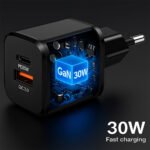 iLock 5094 GaN Wall Charger PD Type-C + QC3.0 USB 30W Fast Charging - Black - Image 5